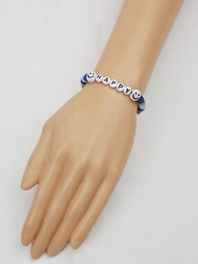 3 FOR $15 🧡 Handmade Clay Bead Smiley Face Happy Bracelet